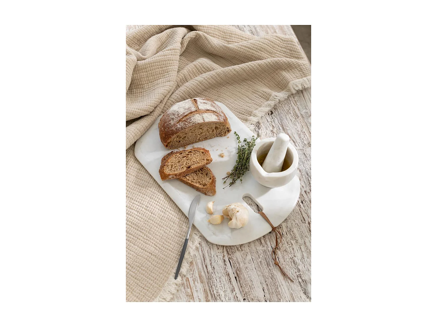 Planche à Découper en Marbre "Puglia" 45cm Blanc