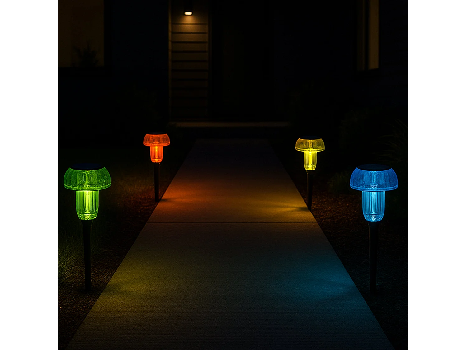 4 balises solaires champignons multicolores MUSHY H24cm