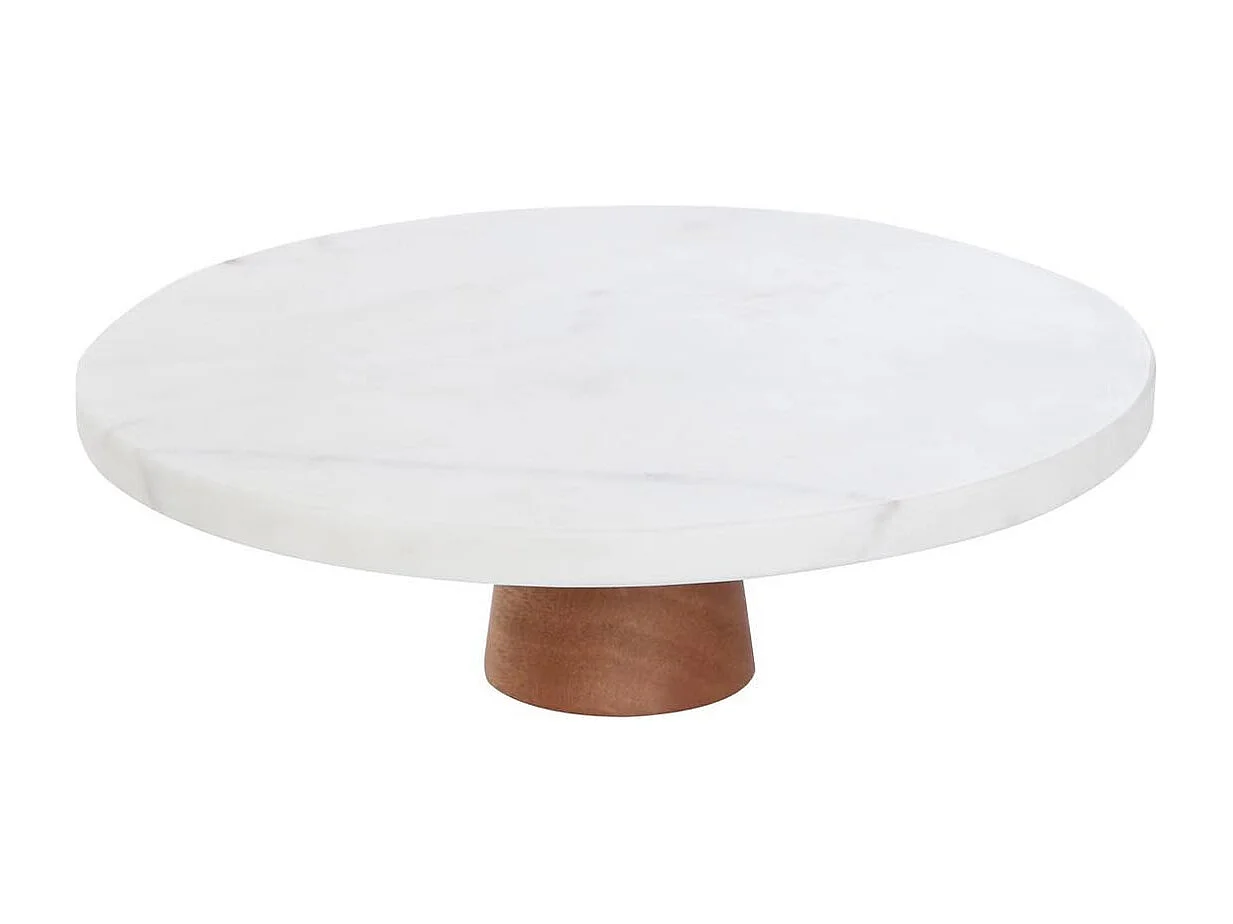 Présentoir à Gâteaux sur Pied "Marbre" 25cm Blanc