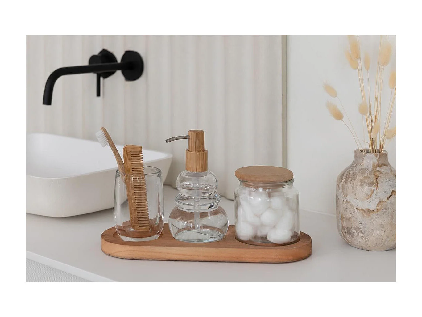 Vase Bouteille Déco "Marbre" 10cm Beige