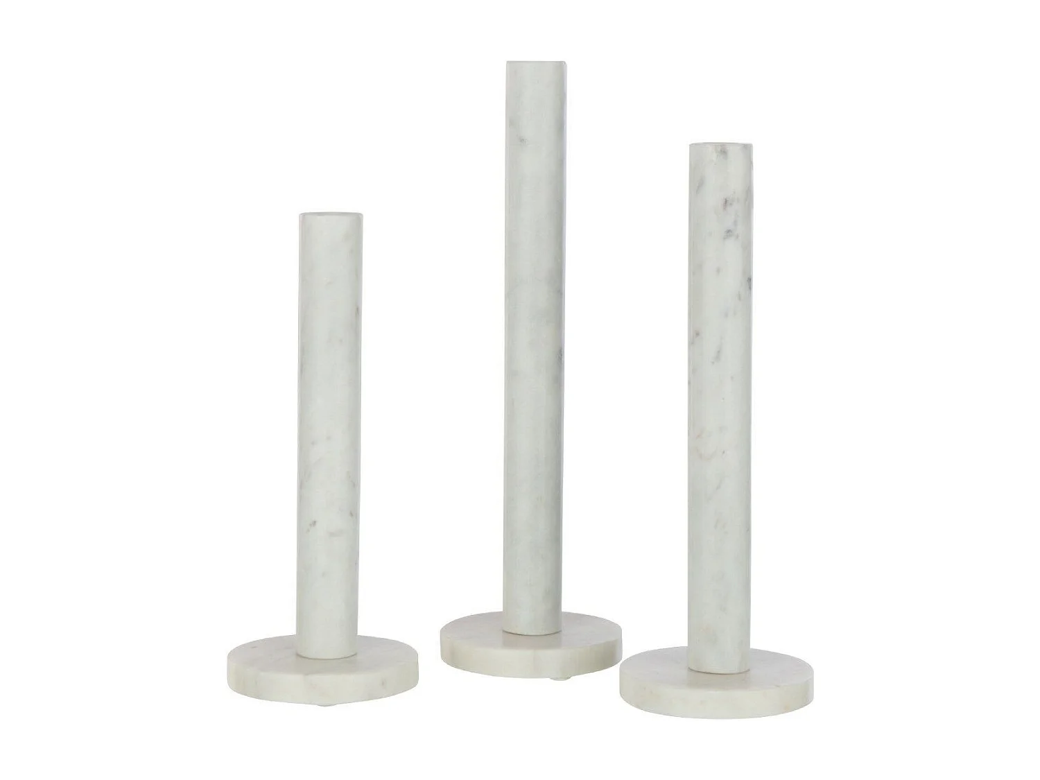 Lot de 3 Bougeoirs en Marbre "Bali" 40cm Blanc