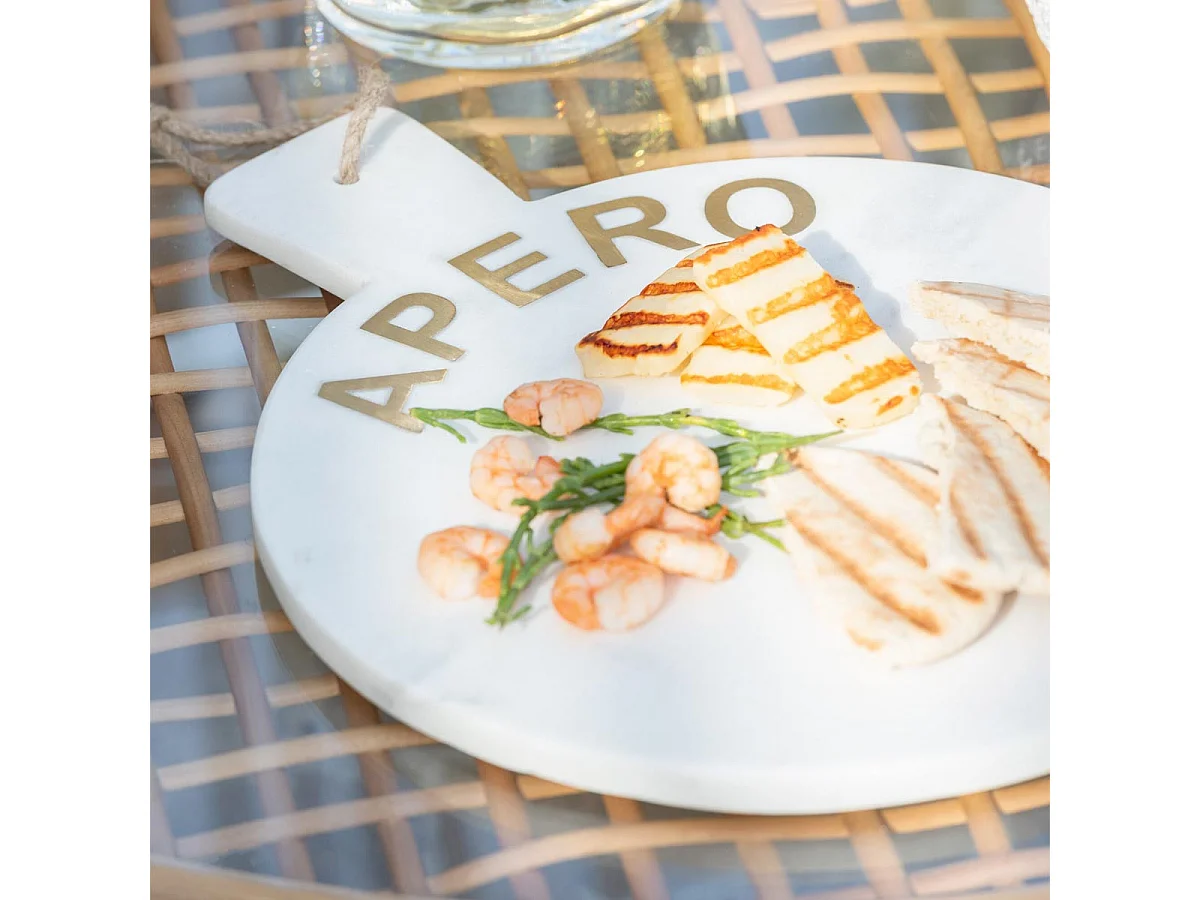 Planche de Présentation en Marbre Apero "Marci" 38cm Blanc