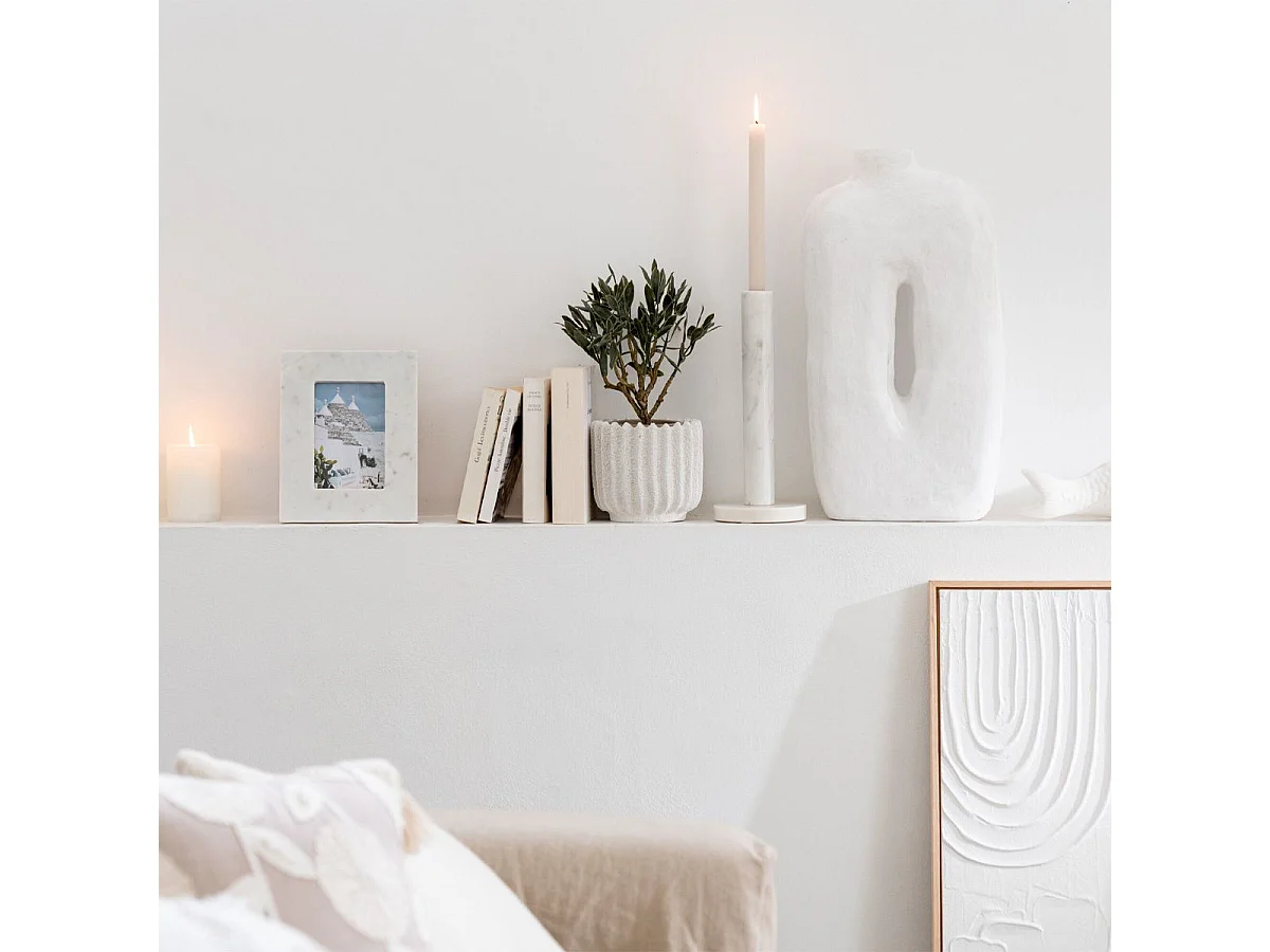 Cadre Photo Déco "Marbre" 10x15cm Blanc