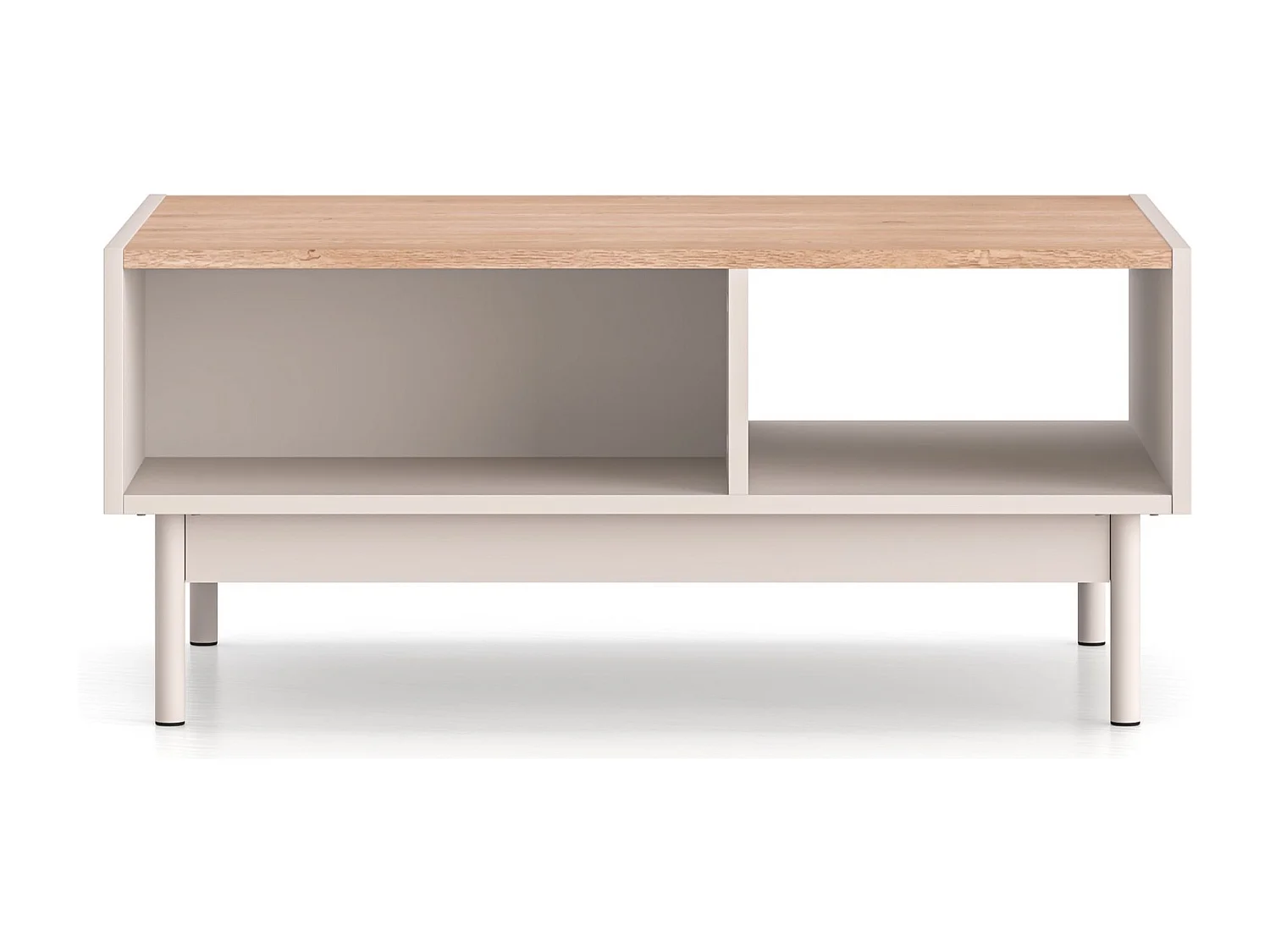 Couchtisch mit offenen Fächern – Kaschmirgrau/Eichenholzoptik – 90x60 cm – DUNEA