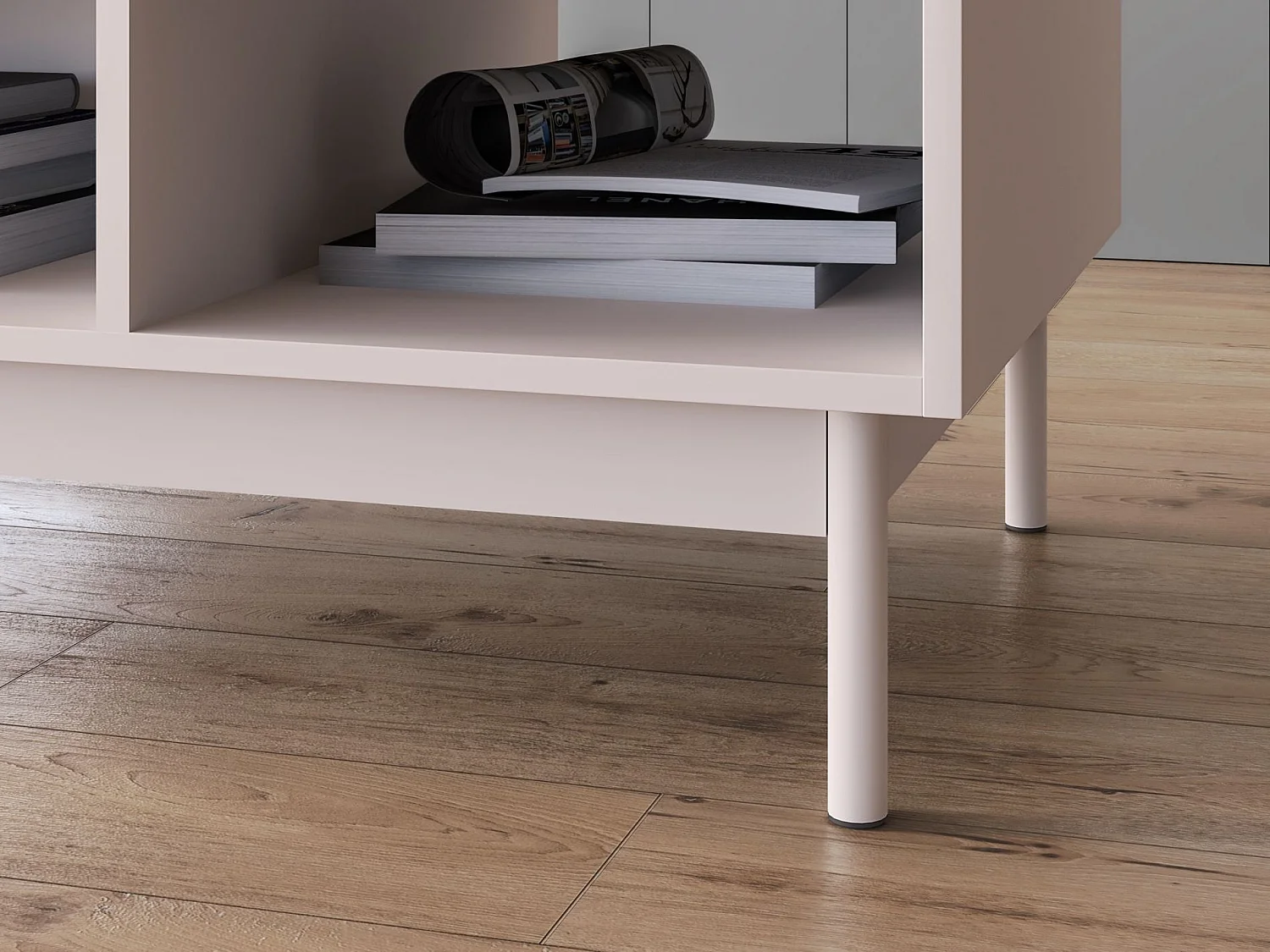 Table basse avec niches – gris cachemire/aspect chên – 90x60 cm – DUNEA