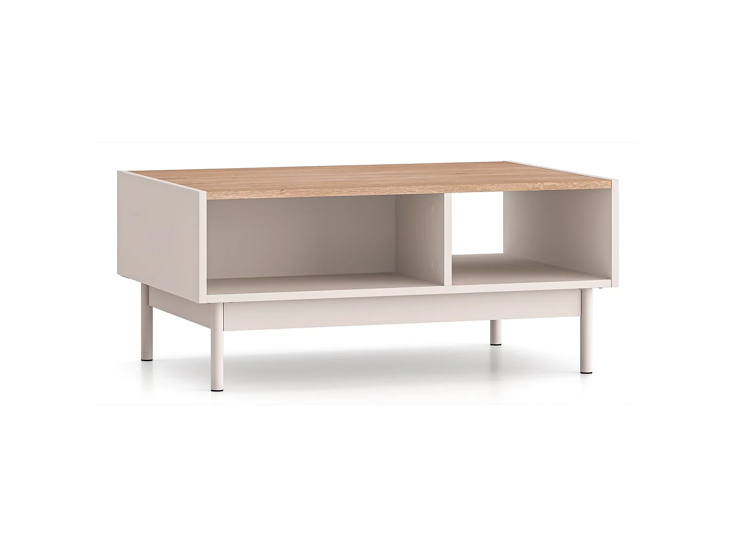 Table basse avec niches – gris cachemire/aspect chên – 90x60 cm – DUNEA
