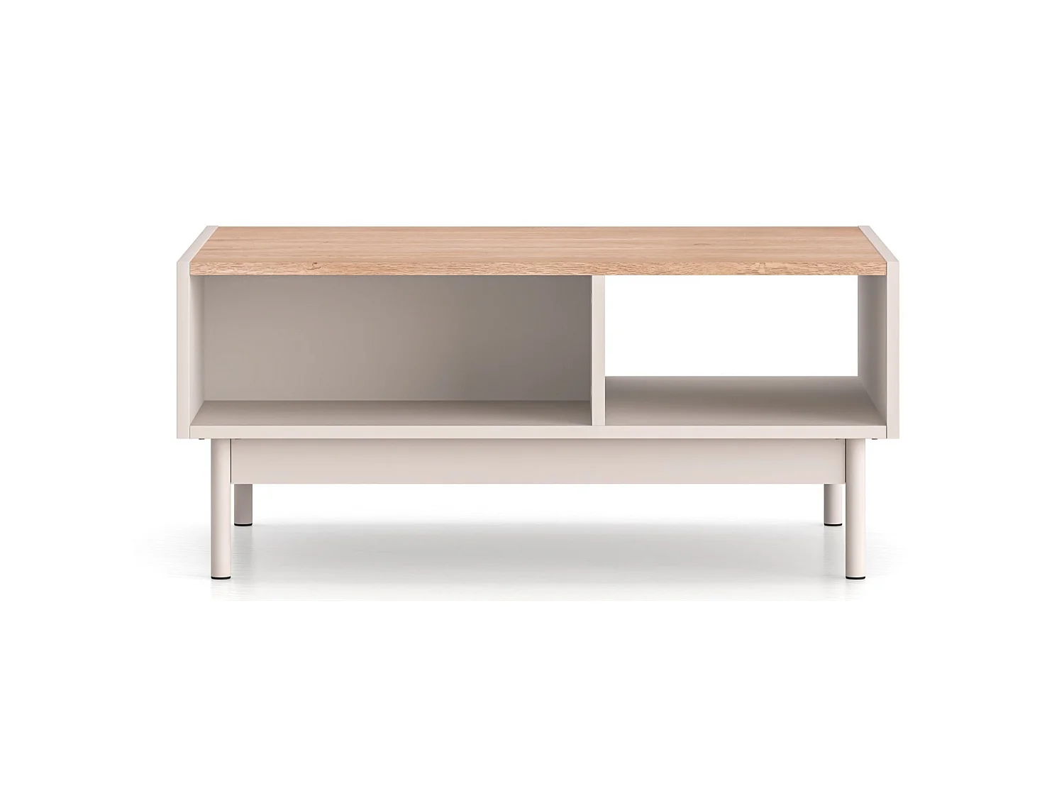 Table basse avec niches – gris cachemire/aspect chên – 90x60 cm – DUNEA