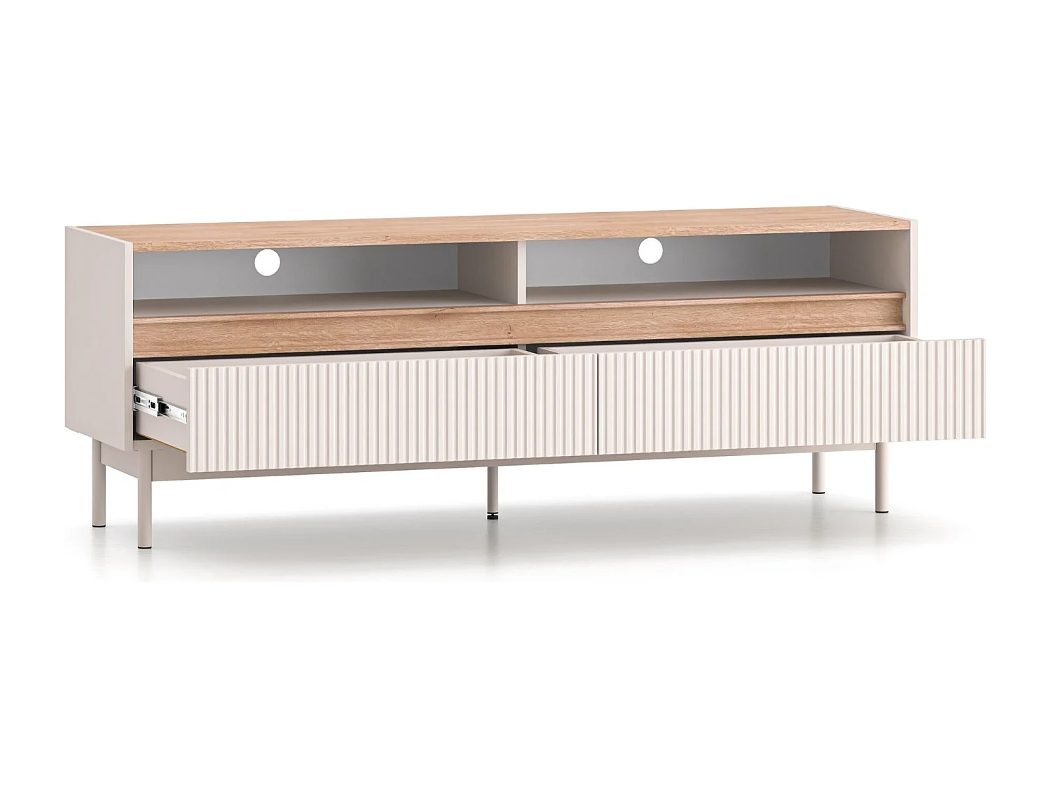 TV-Lowboard mit 2 Schubladen – Kaschmirgrau/Eichenholzoptik – 154 cm – DUNEA