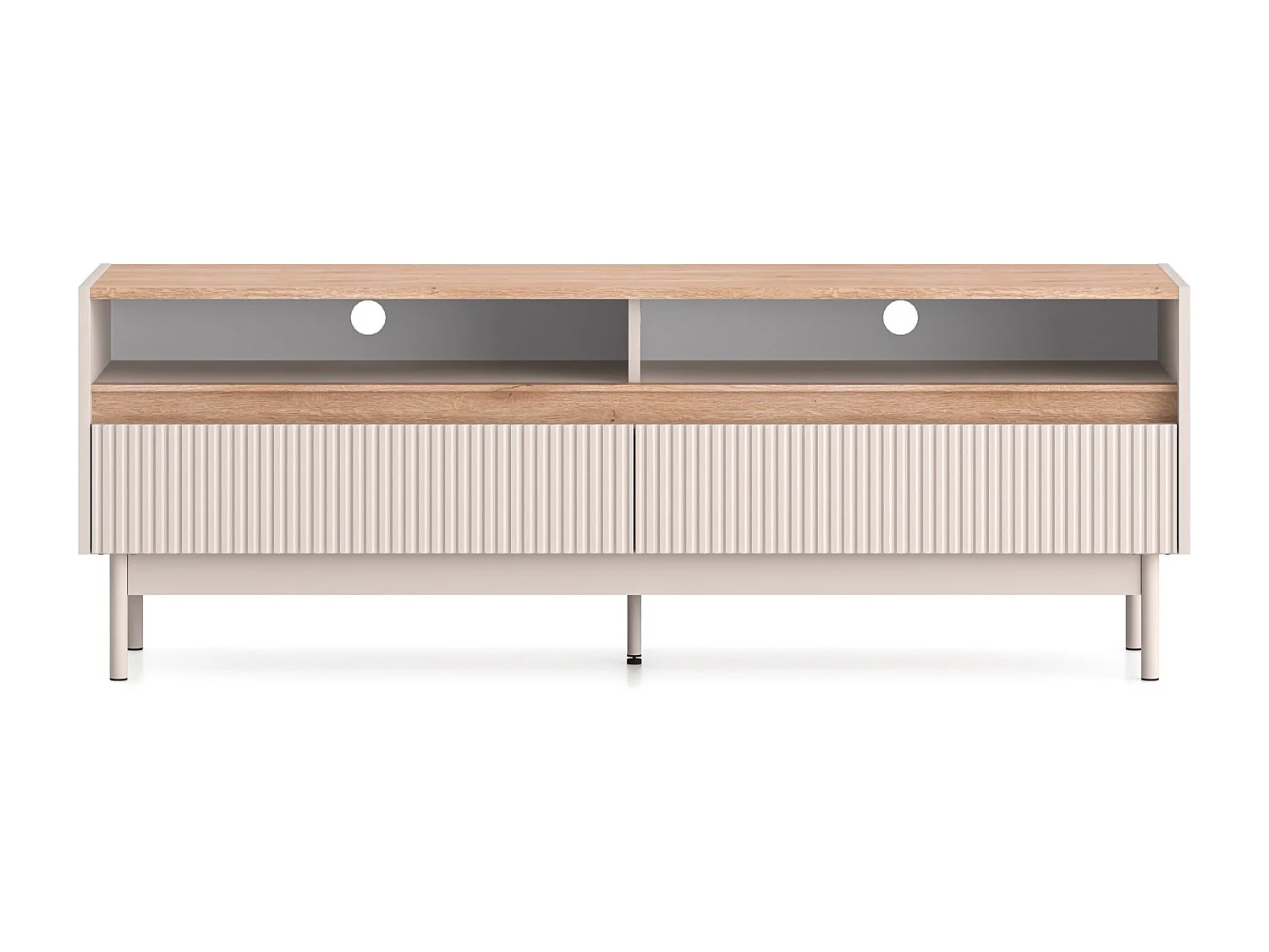 TV-Lowboard mit 2 Schubladen – Kaschmirgrau/Eichenholzoptik – 154 cm – DUNEA