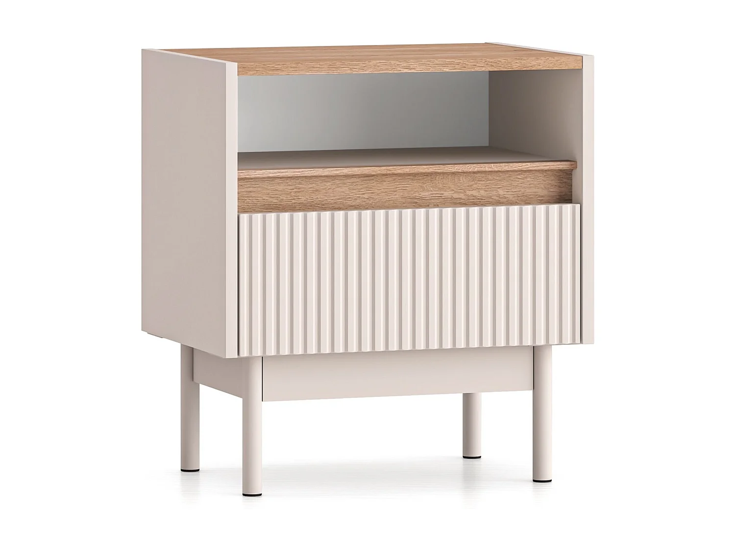 Nachttisch mit Schublade – Kaschmirgrau/Eichenholzoptik – 50 cm – DUNEA