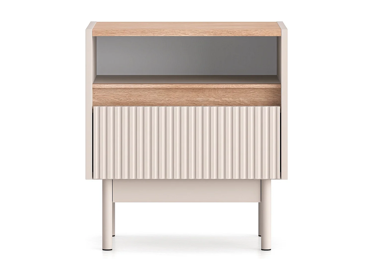 Nachttisch mit Schublade – Kaschmirgrau/Eichenholzoptik – 50 cm – DUNEA