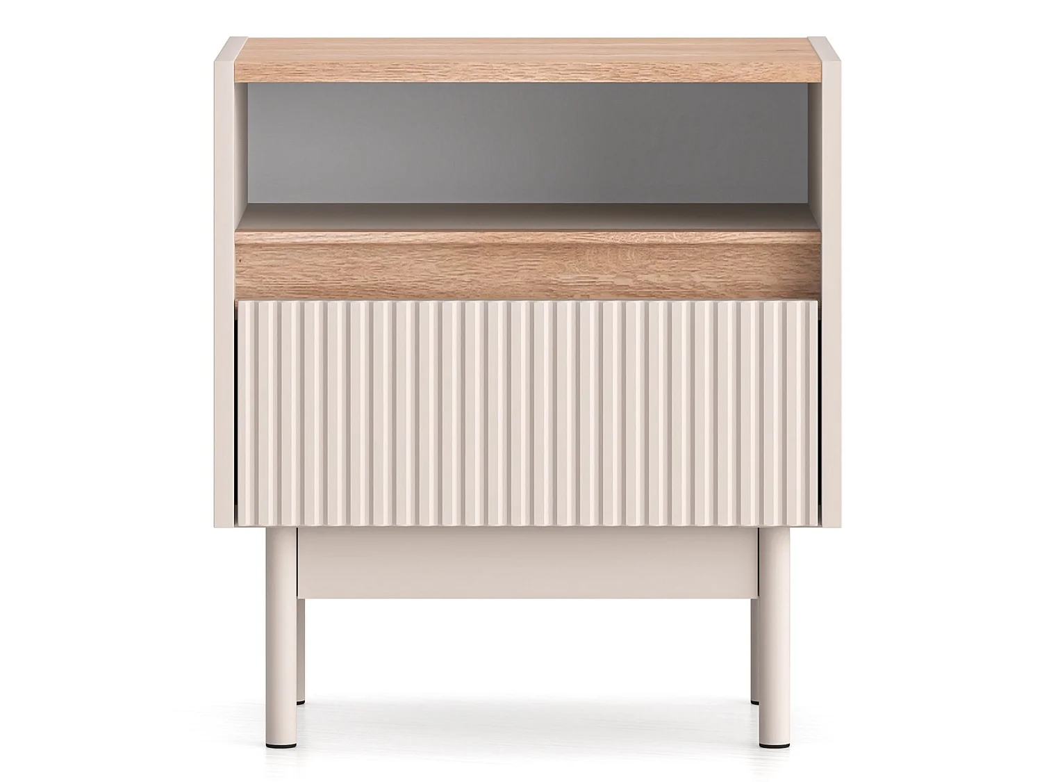 Table de chevet avec tiroir – Gris cachemire/aspect chêne – 50 cm – DUNEA