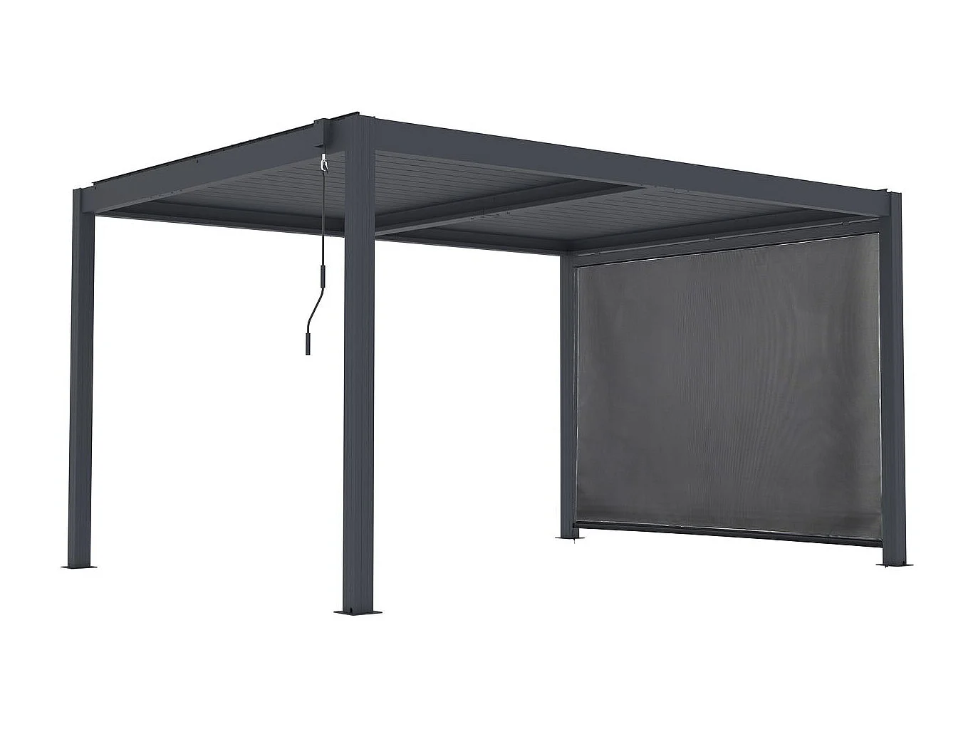Pérgola bioclimática "Windsor premium" con led y toldo de aluminio - 3 x 4 m - Gris