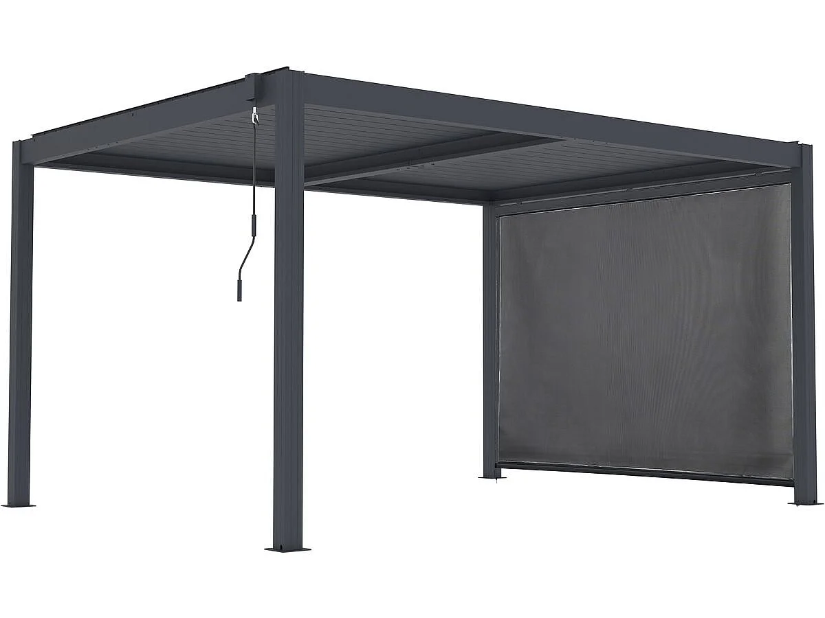 Pergola bioclimatique avec led et store en aluminium "Windsor premium" - 3 x 4 m - Gris