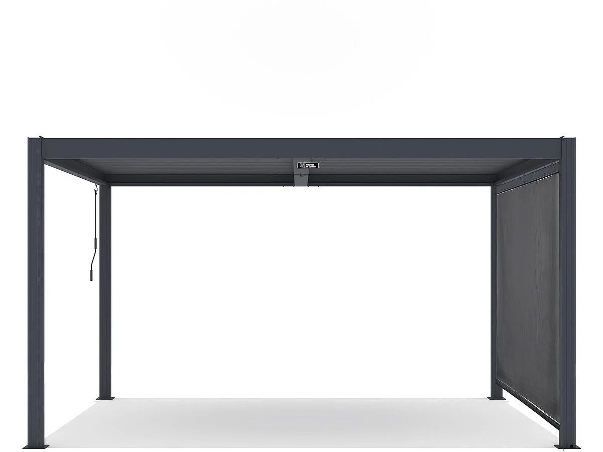 Pergola bioclimatique avec led et store en aluminium "Windsor premium" - 3 x 4 m - Gris