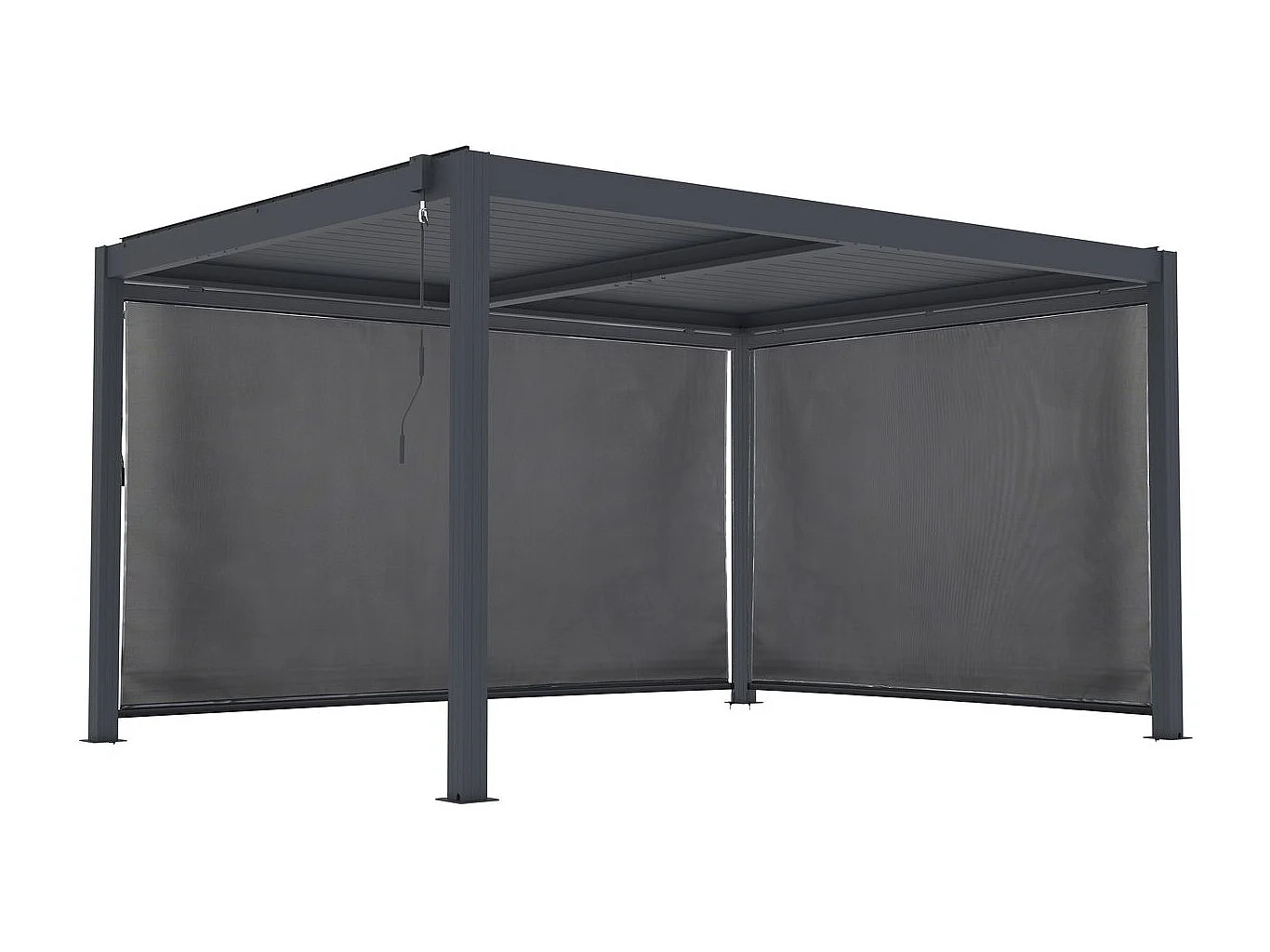 Pérgola bioclimática "Windsor premium" con led y 2 persianas de aluminio - 3 x 4 m - Gris