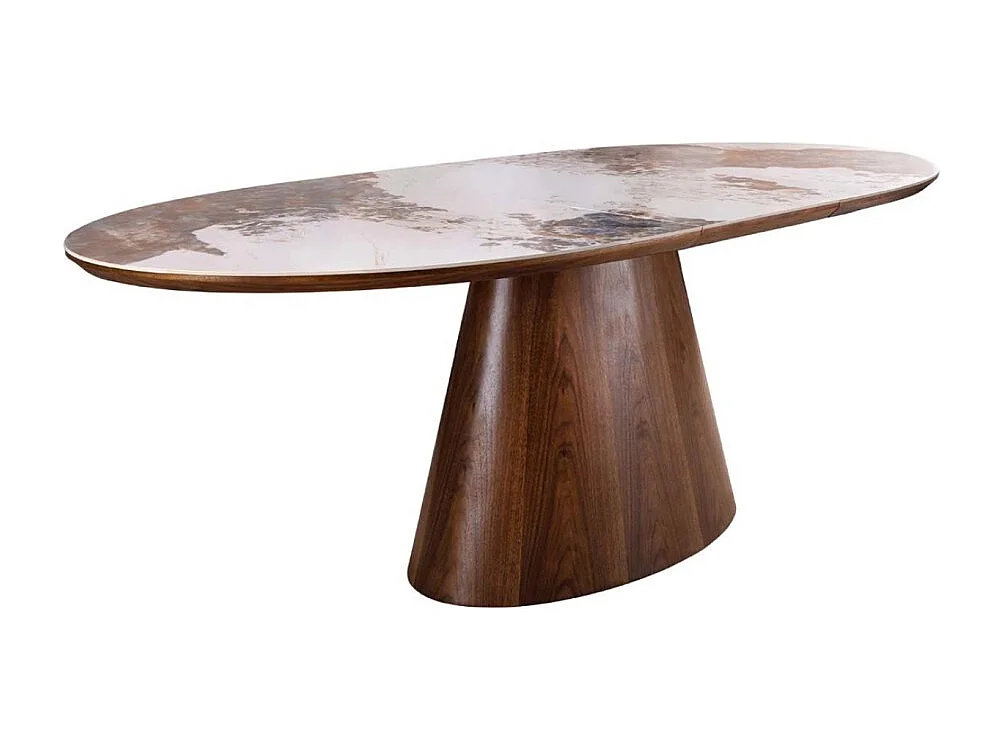 LUMEA ausziehbar 160–200 cm – Zeitgenössischer Tisch aus Keramik und Nussbaumholz