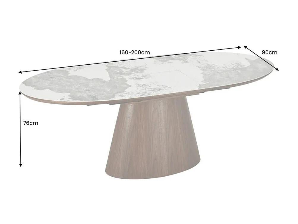 LUMEA ausziehbar 160–200 cm – Zeitgenössischer Tisch aus Keramik und Nussbaumholz