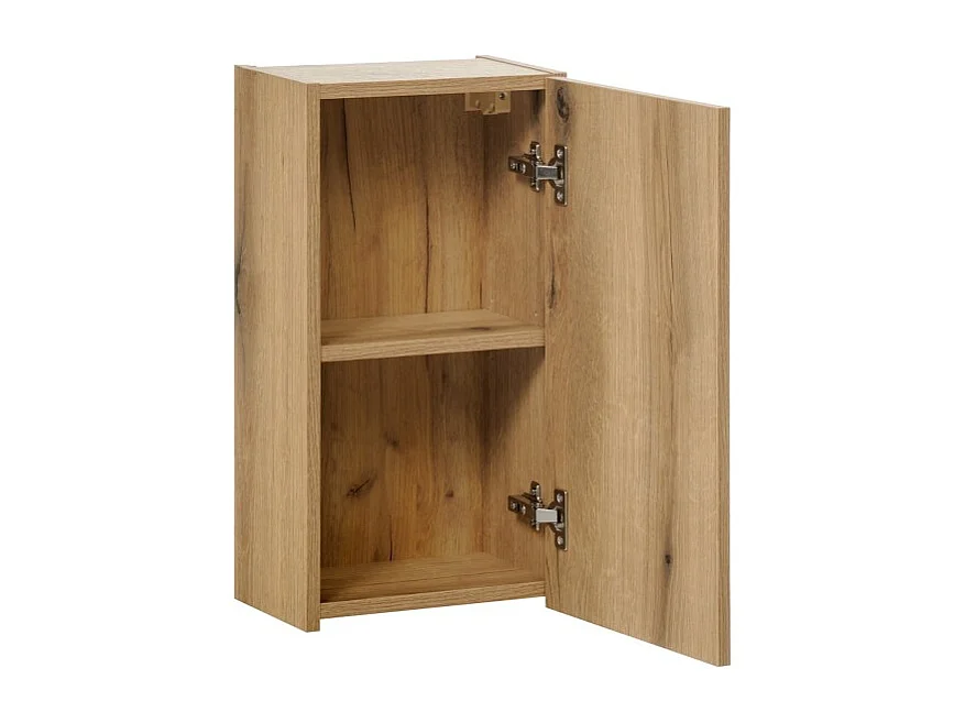 Mueble de almacenamiento para baño VANO – 1 puerta – Color roble – L30 × P57 × H18 cm – Para colgar