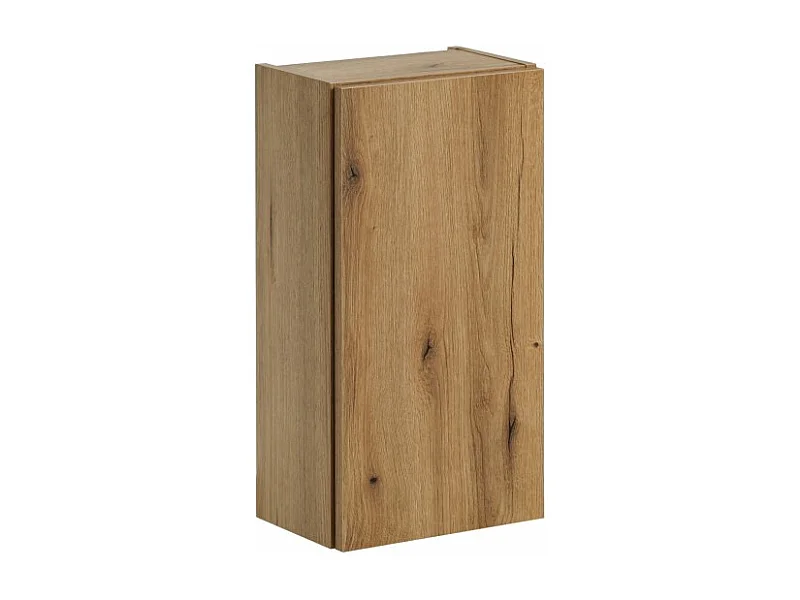 Meuble de rangement de salle de bain VANO – 1 porte – Coloris chêne – L30 × P57 × H18 cm – À suspendre