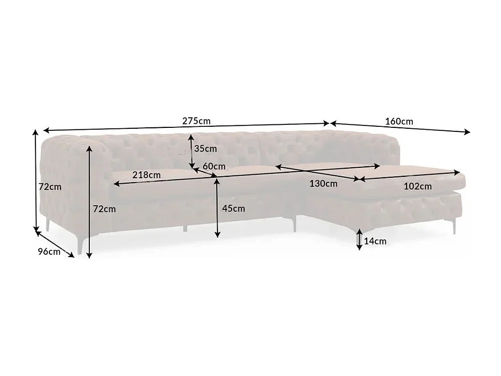Ecksofa VELENA braun – Barocksofa aus Mikrofaser mit Massivholzstruktur