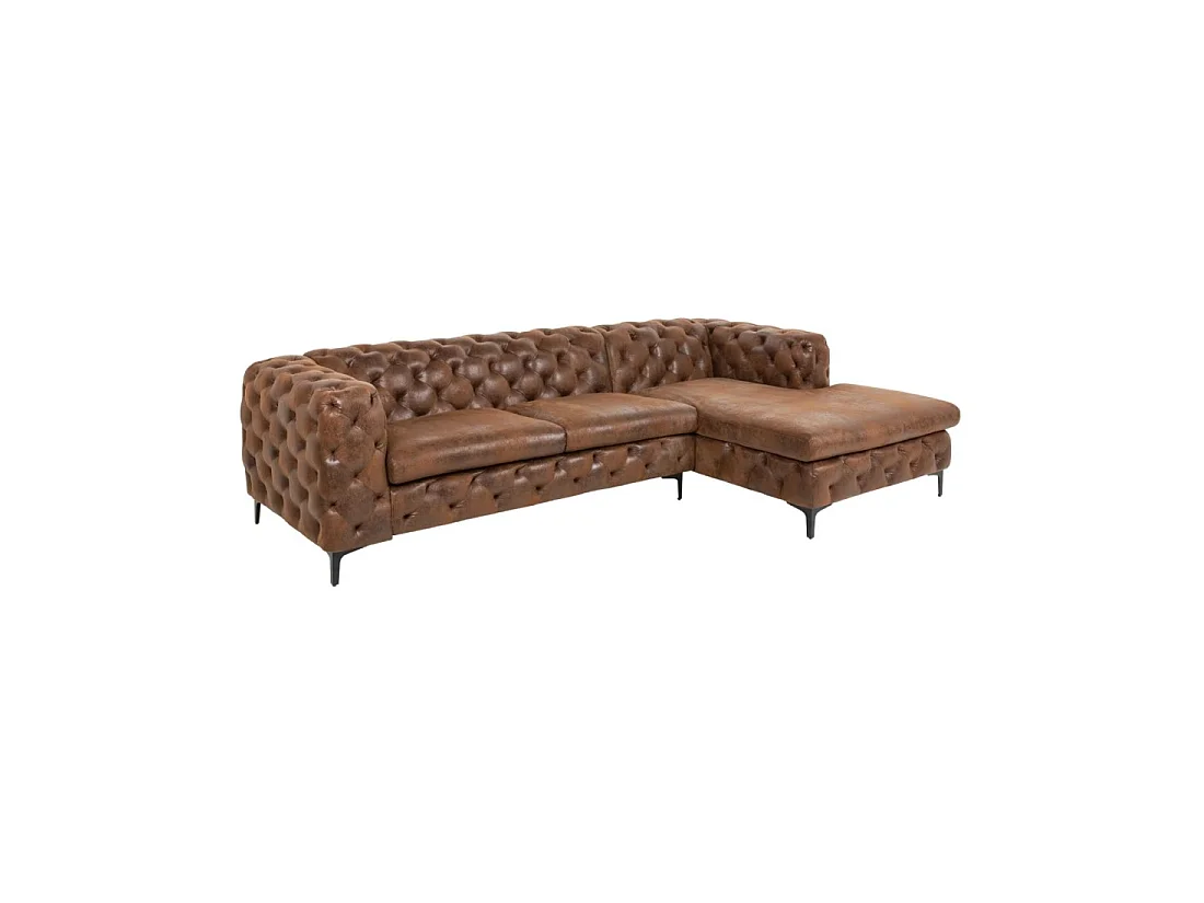 Canapé d'angle VELENA marron – Canapé baroque en microfibre avec structure en bois massif