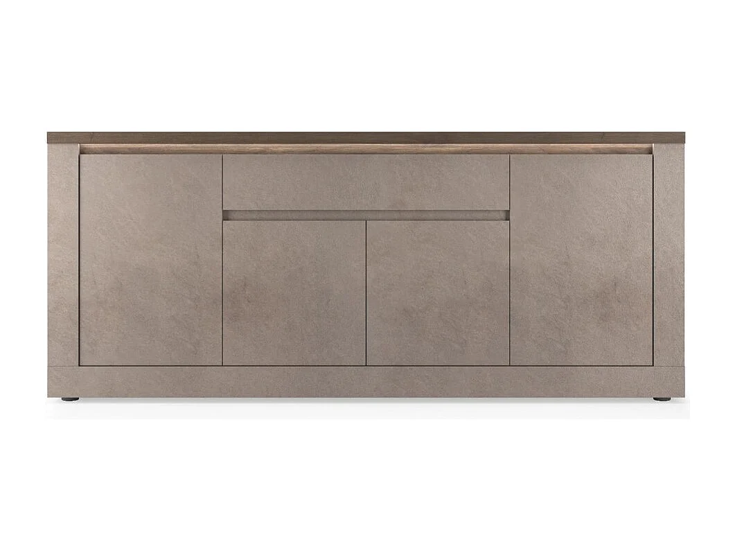 Buffet SASHA – 4 portes, 1 tiroir et LED – Bronze et plateau bois Mercure