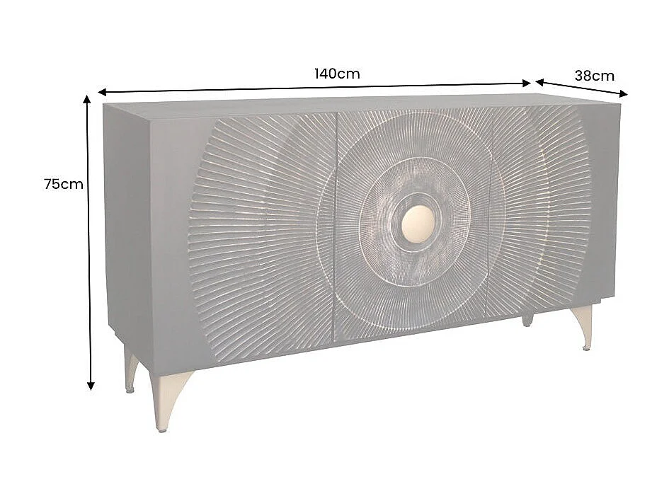 Buffet 140 cm 3 portes bois noir et doré – Collection SOLARIS