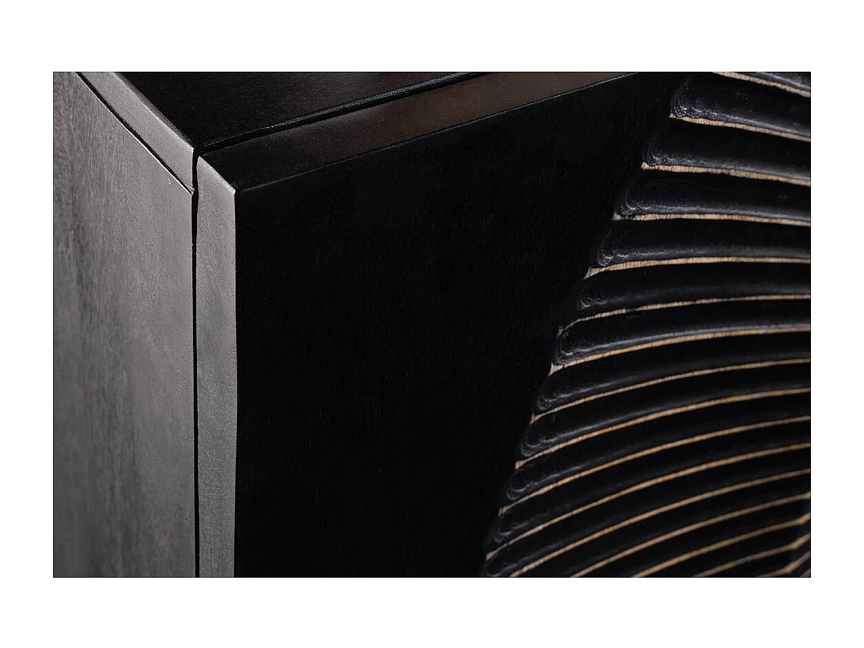 Buffet 140 cm 3 portes bois noir et doré – Collection SOLARIS