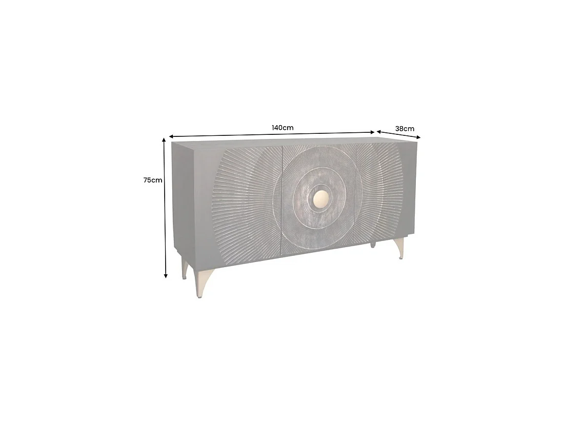 Buffet 140 cm 3 porte legno nero e dorato – Collezione SOLARIS