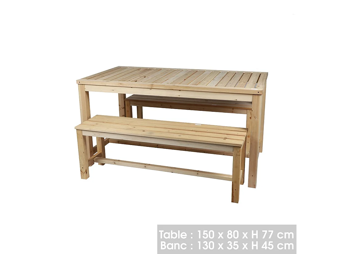 Tavolo con 2 panchine in legno – Collezione NATURA – 150x80x77 cm – Spirito naturale e conviviale