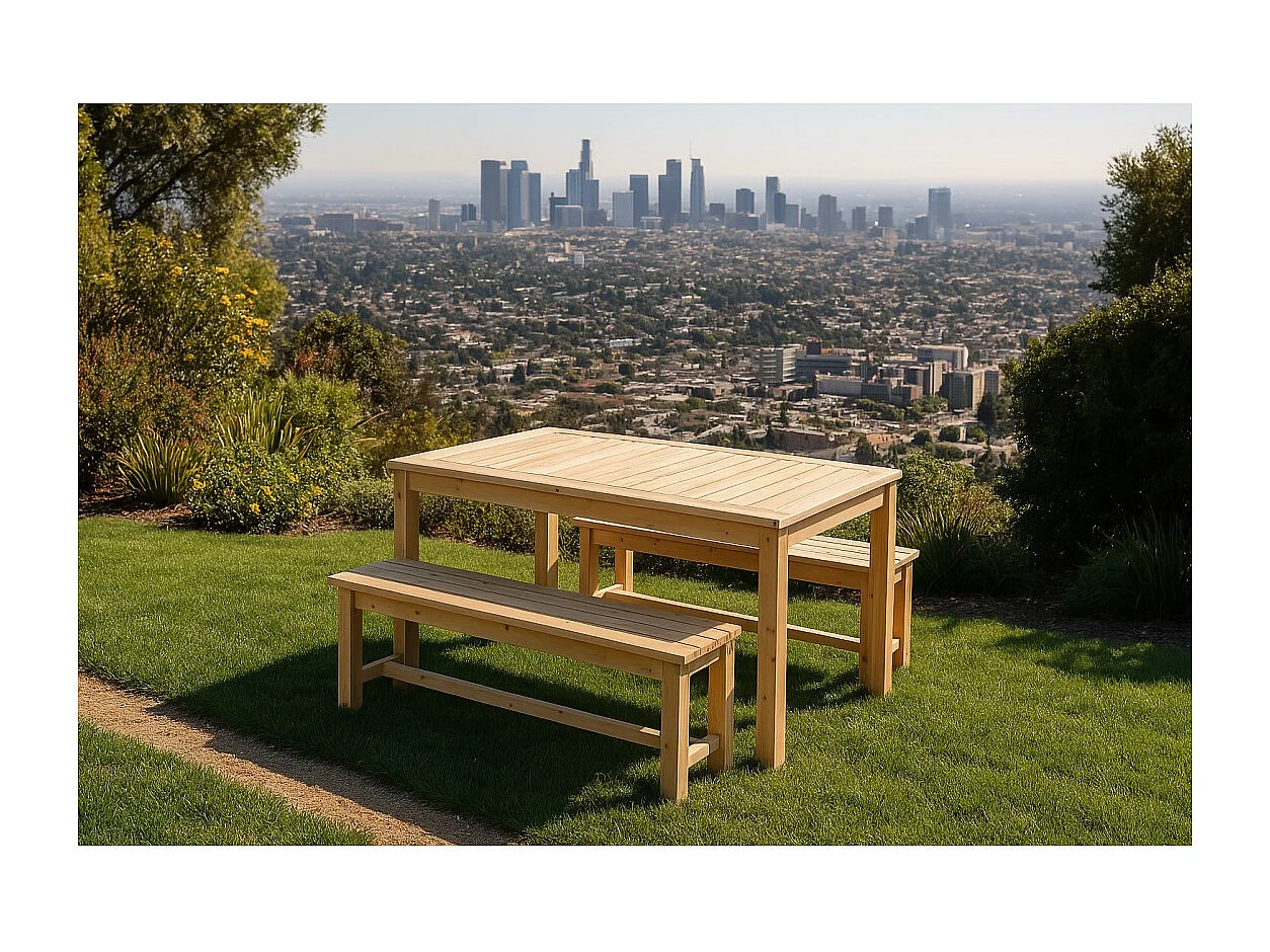 Tavolo con 2 panchine in legno – Collezione NATURA – 150x80x77 cm – Spirito naturale e conviviale