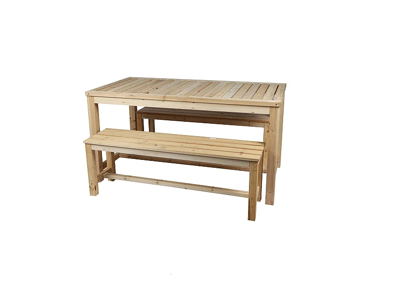 Tavolo con 2 panchine in legno – Collezione NATURA – 150x80x77 cm – Spirito naturale e conviviale