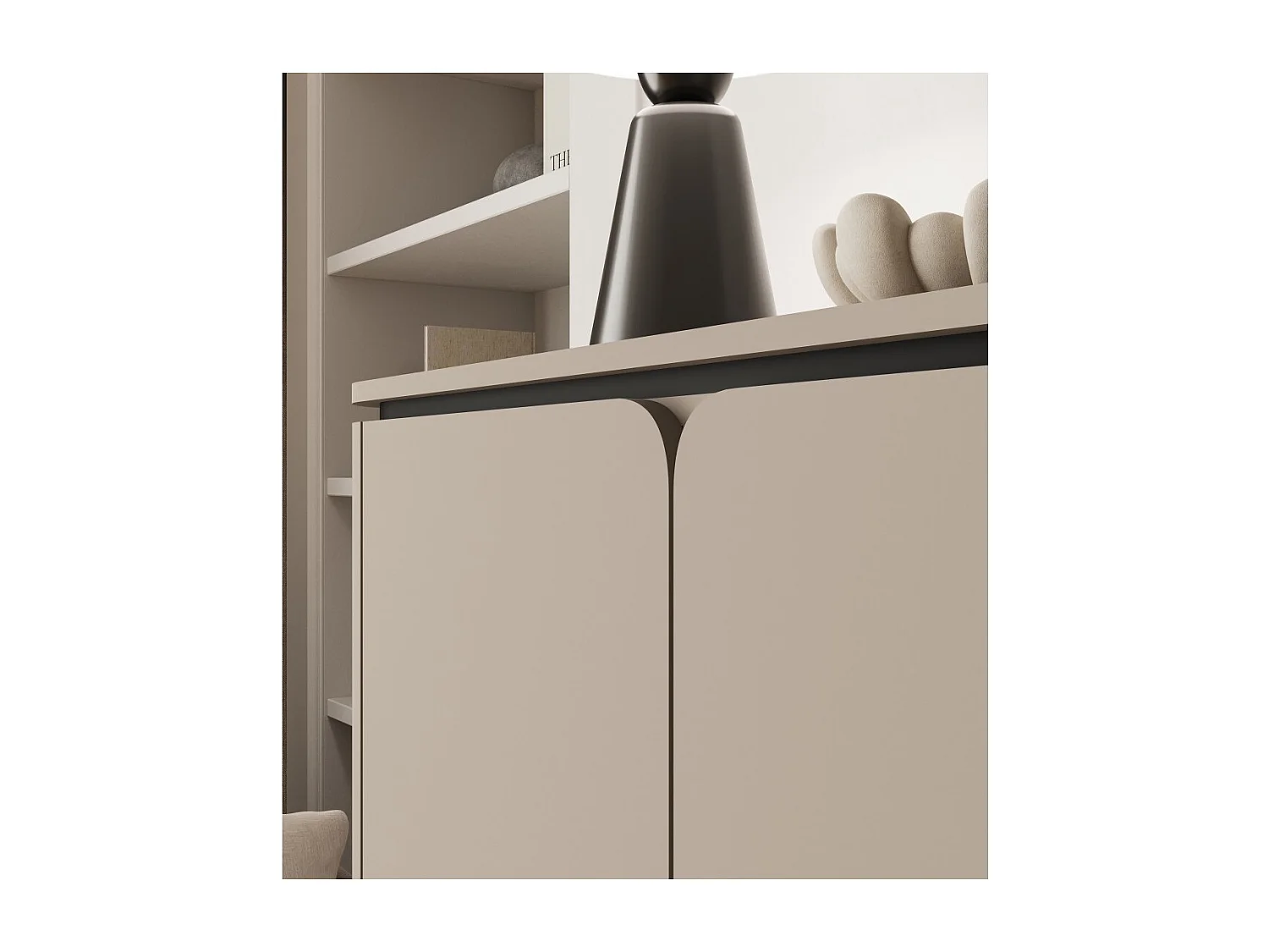 Buffet BELLA 2 deuren 3 laden – Afwerking Congo mat – Zwarte metalen poten