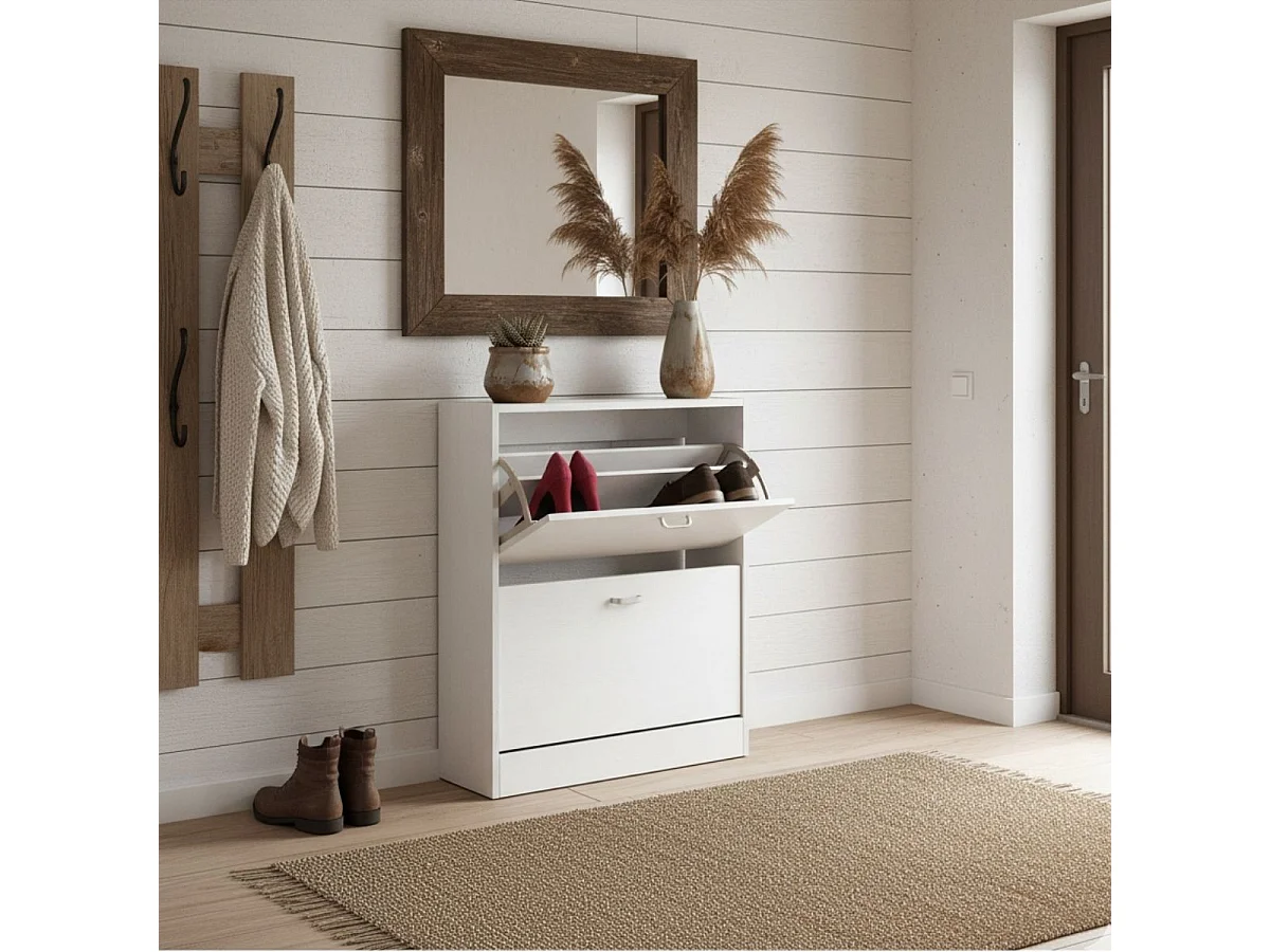 Zapatero Boreal 2 puertas abatibles 6 pares blanco 80x63x24 cm