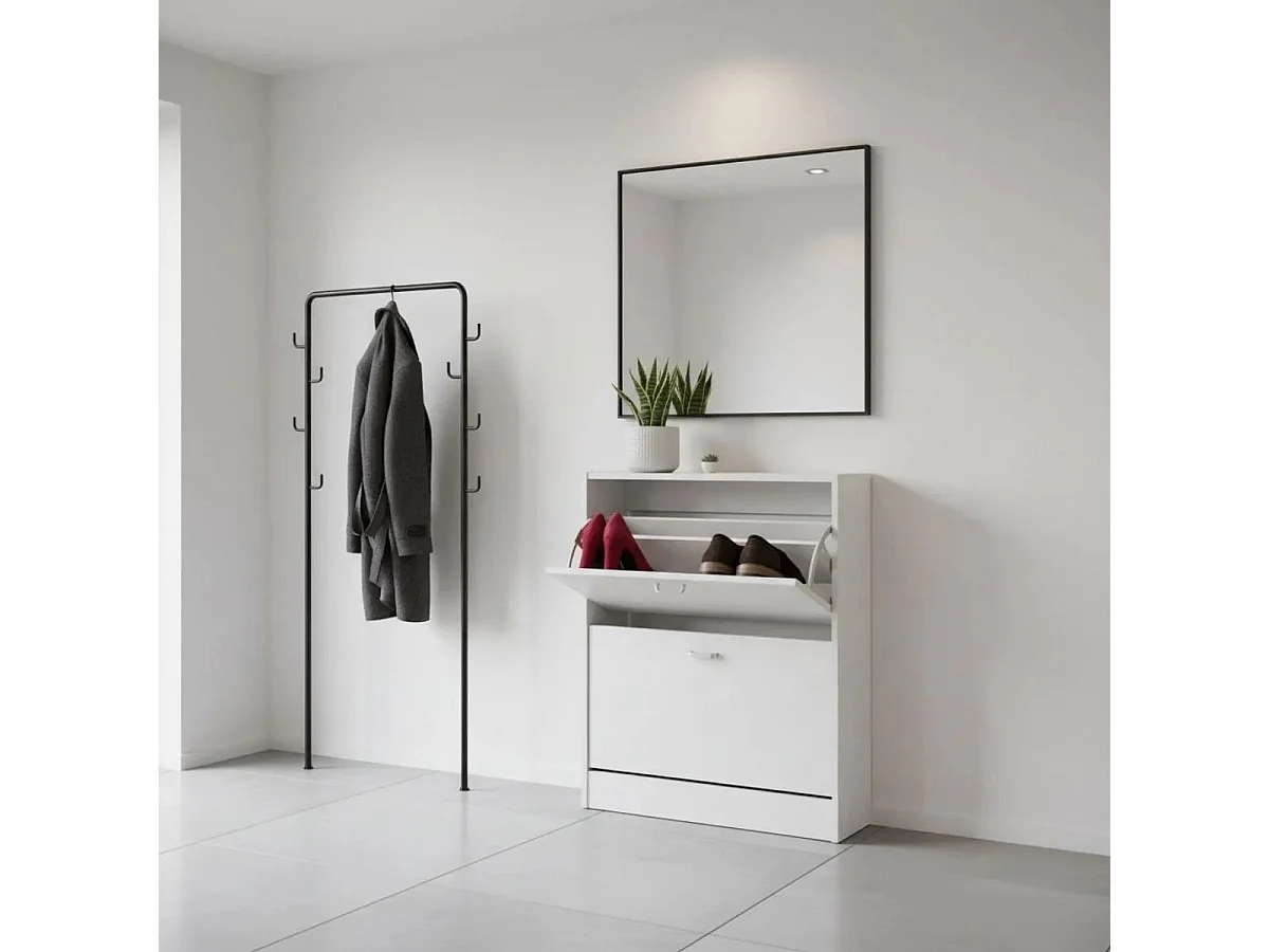 Zapatero Boreal 2 puertas abatibles 6 pares blanco 80x63x24 cm