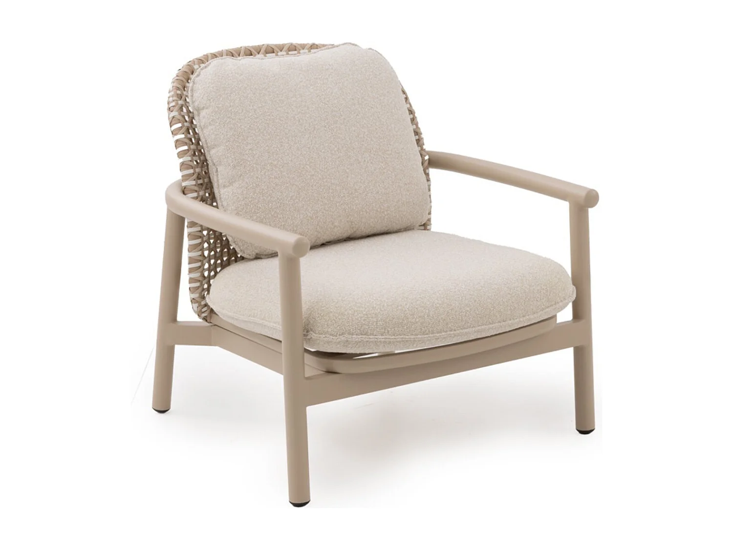 Fauteuil en aluminium et fibre synthétique bicolore avec coussins