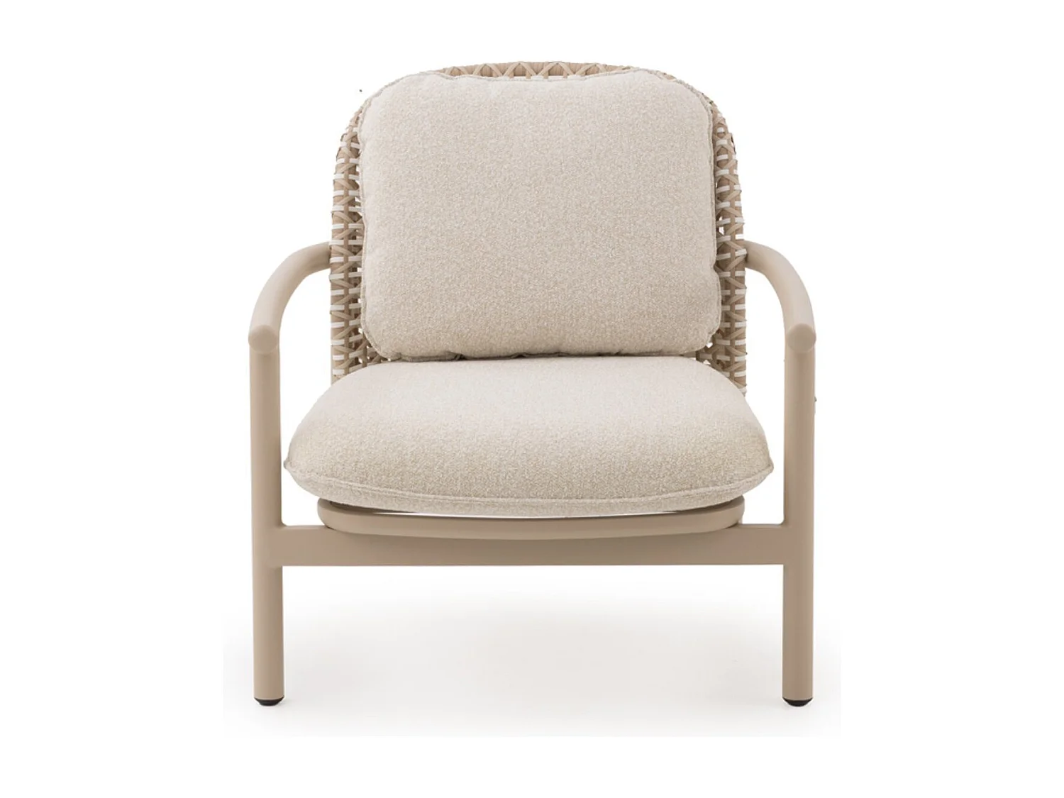 Fauteuil en aluminium et fibre synthétique bicolore avec coussins