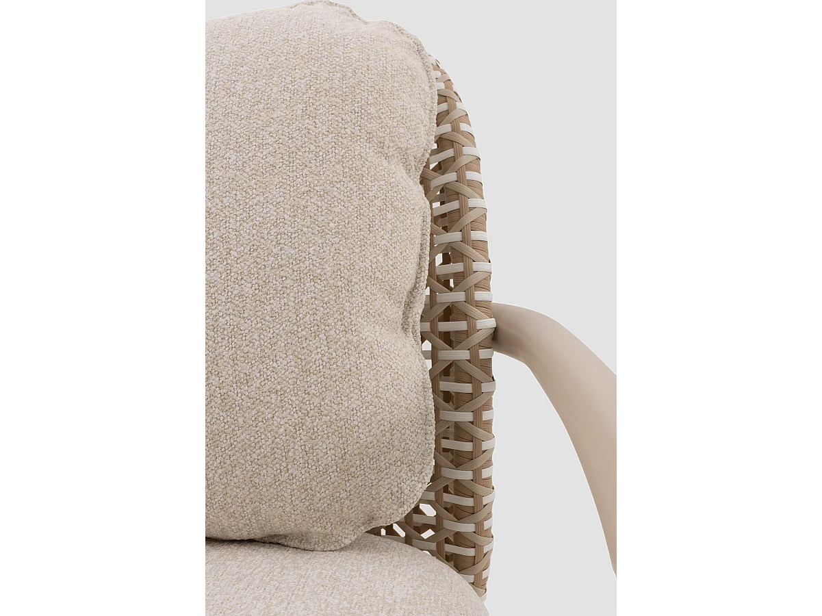 Fauteuil en aluminium et fibre synthétique bicolore avec coussins