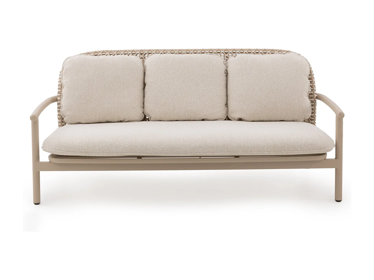 Sofa aus Aluminium und zweifarbiger Kunstfaser mit Kissen