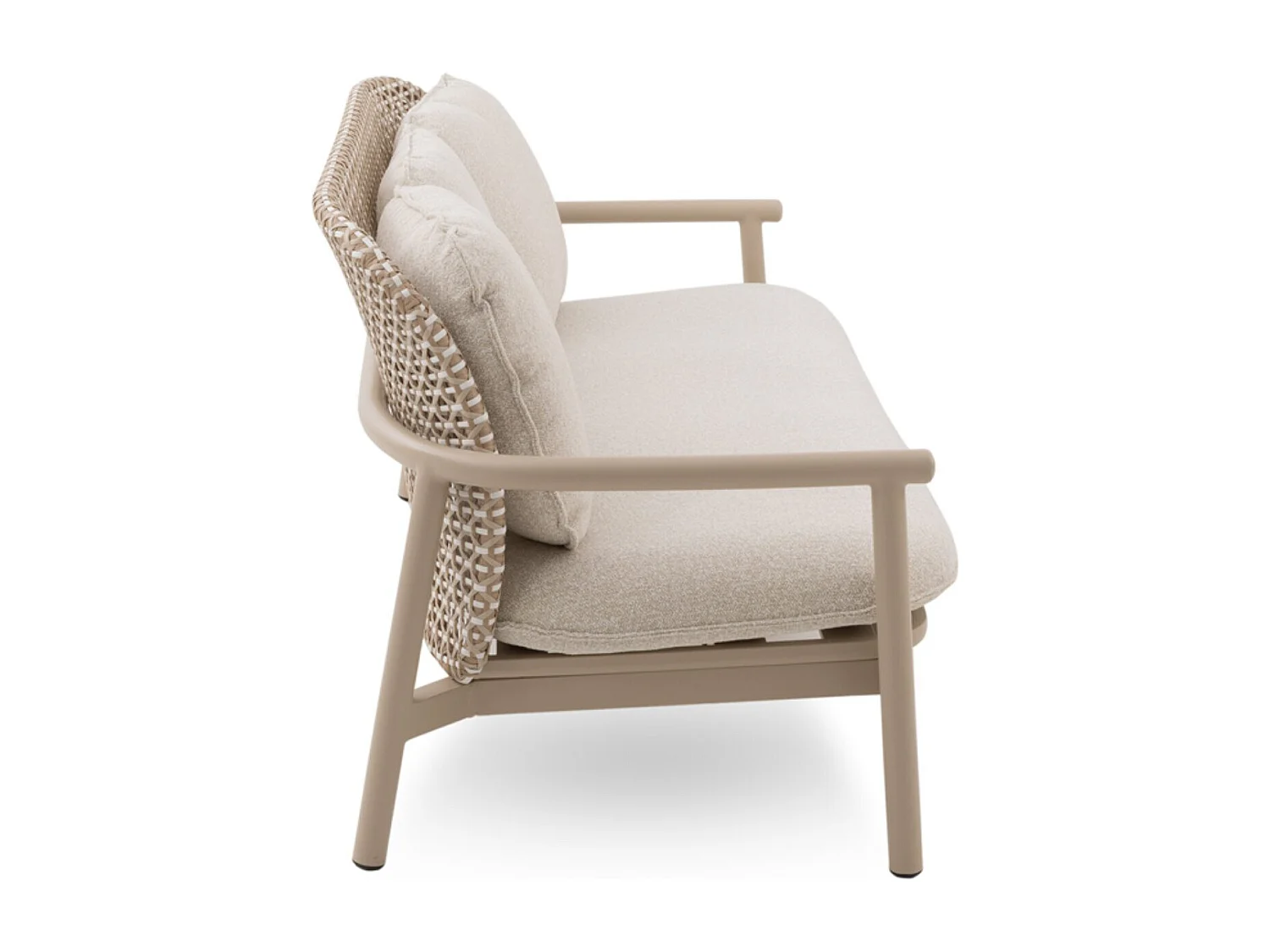 Sofa aus Aluminium und zweifarbiger Kunstfaser mit Kissen