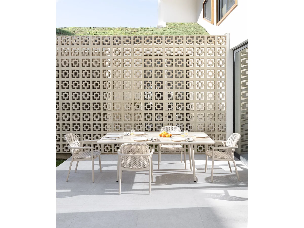 4er-Set Sessel aus Aluminium und zweifarbiger Kunstfaser