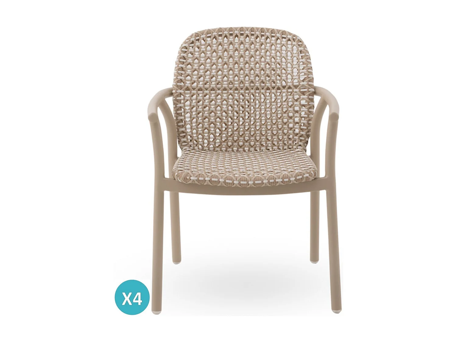 4er-Set Sessel aus Aluminium und zweifarbiger Kunstfaser