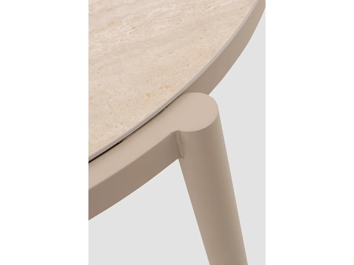 Jogo 2 mesas de centro de alumínio com tampo ceramica travertino