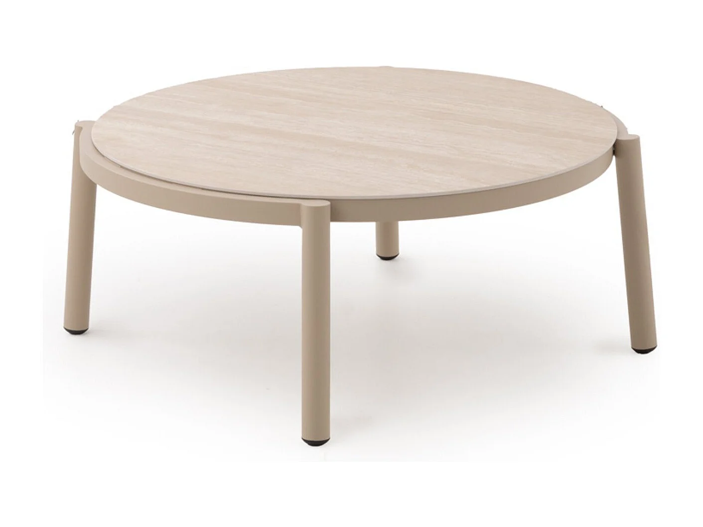 Jogo 2 mesas de centro de alumínio com tampo ceramica travertino