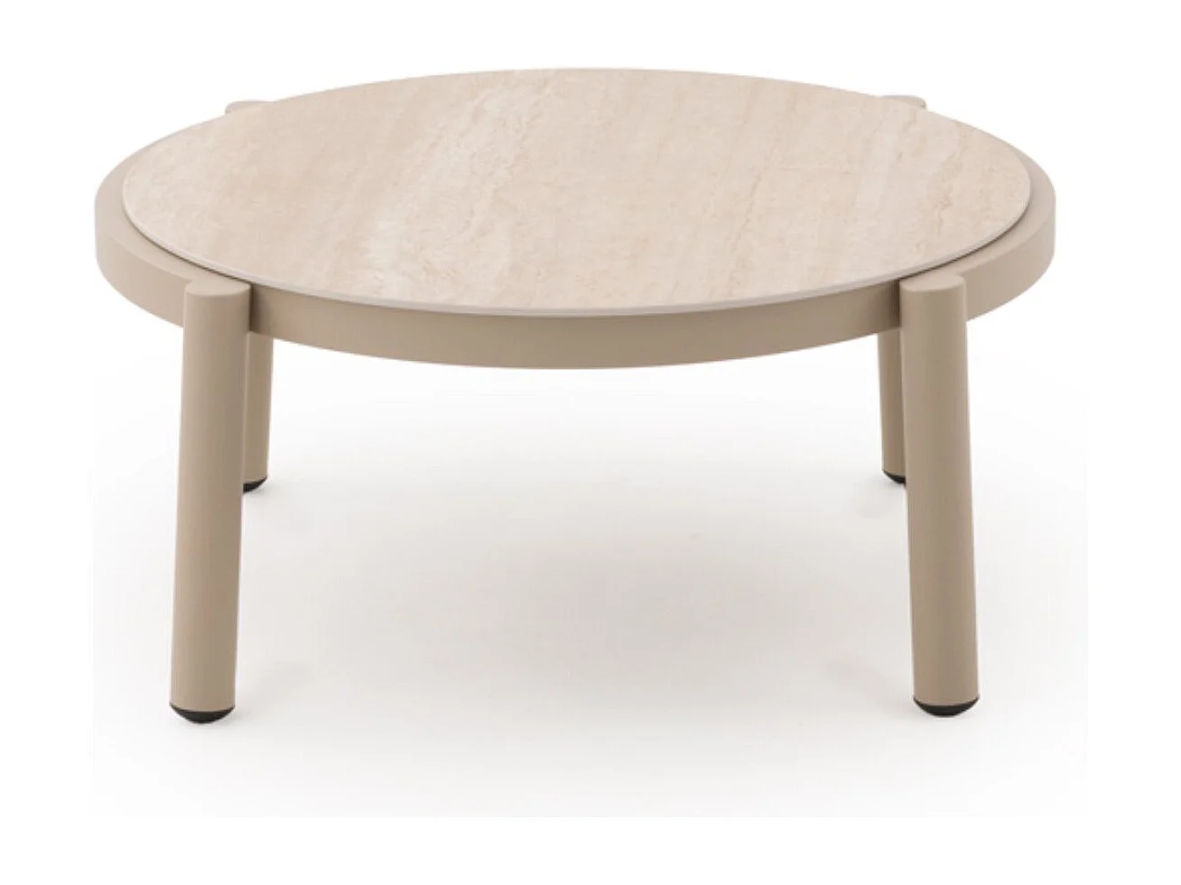 Jogo 2 mesas de centro de alumínio com tampo ceramica travertino
