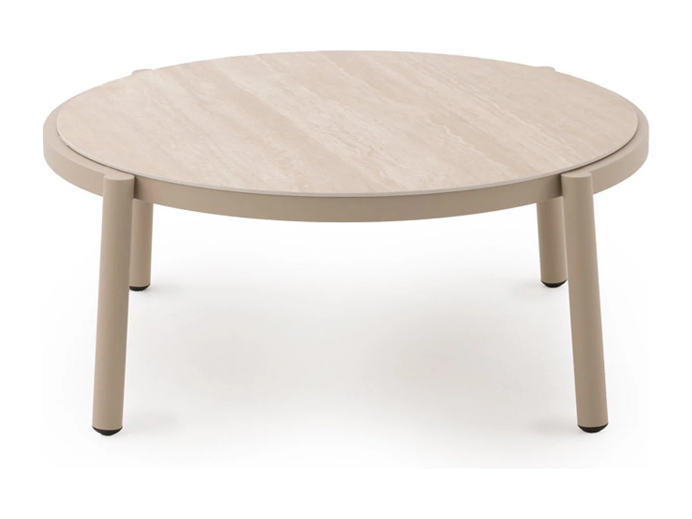 Jogo 2 mesas de centro de alumínio com tampo ceramica travertino