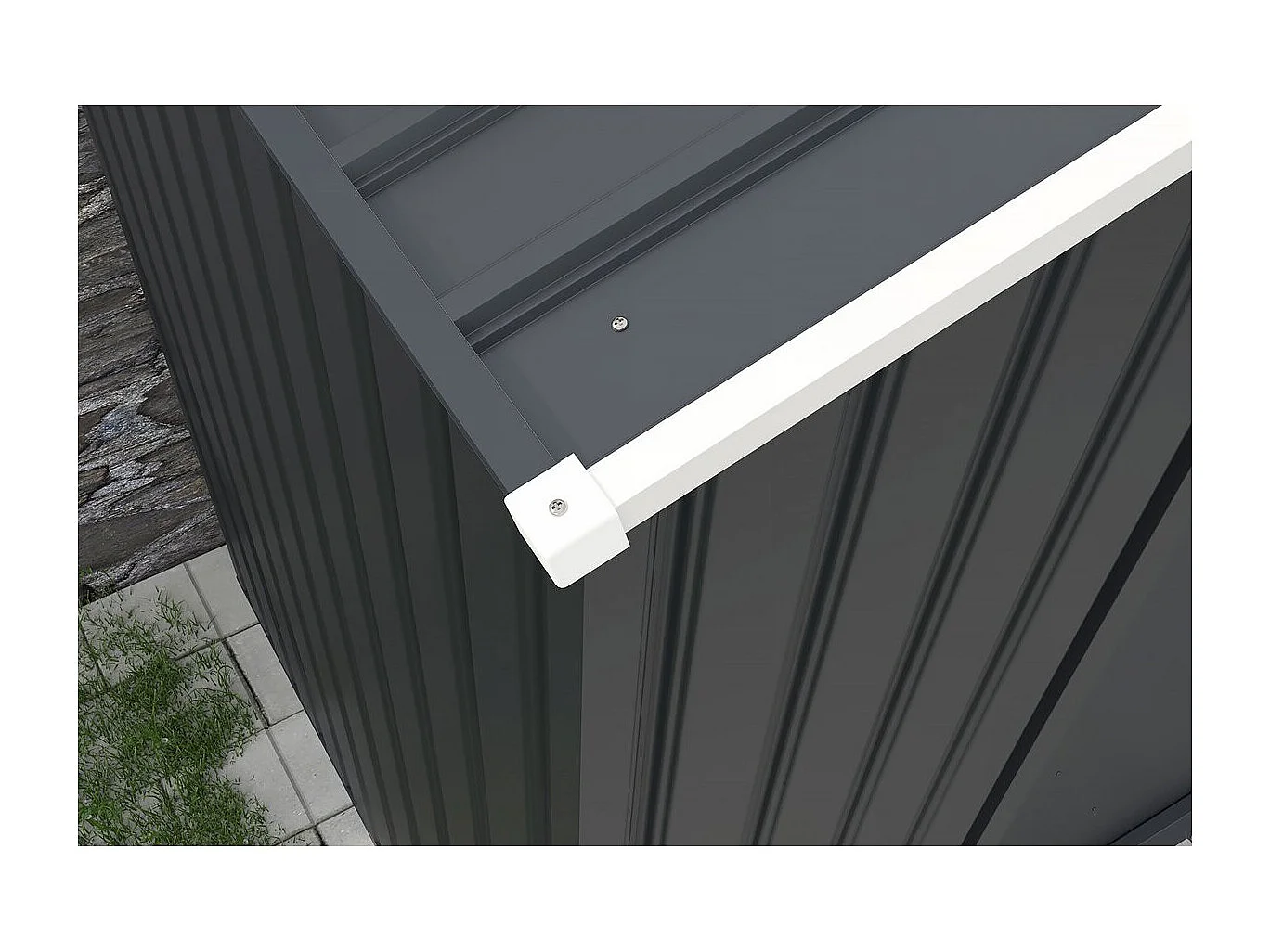 Abri de jardin métal "Vegas" 2,7 m² avec gouttière et récupérateur d'eau pour une solution de rangement écologique