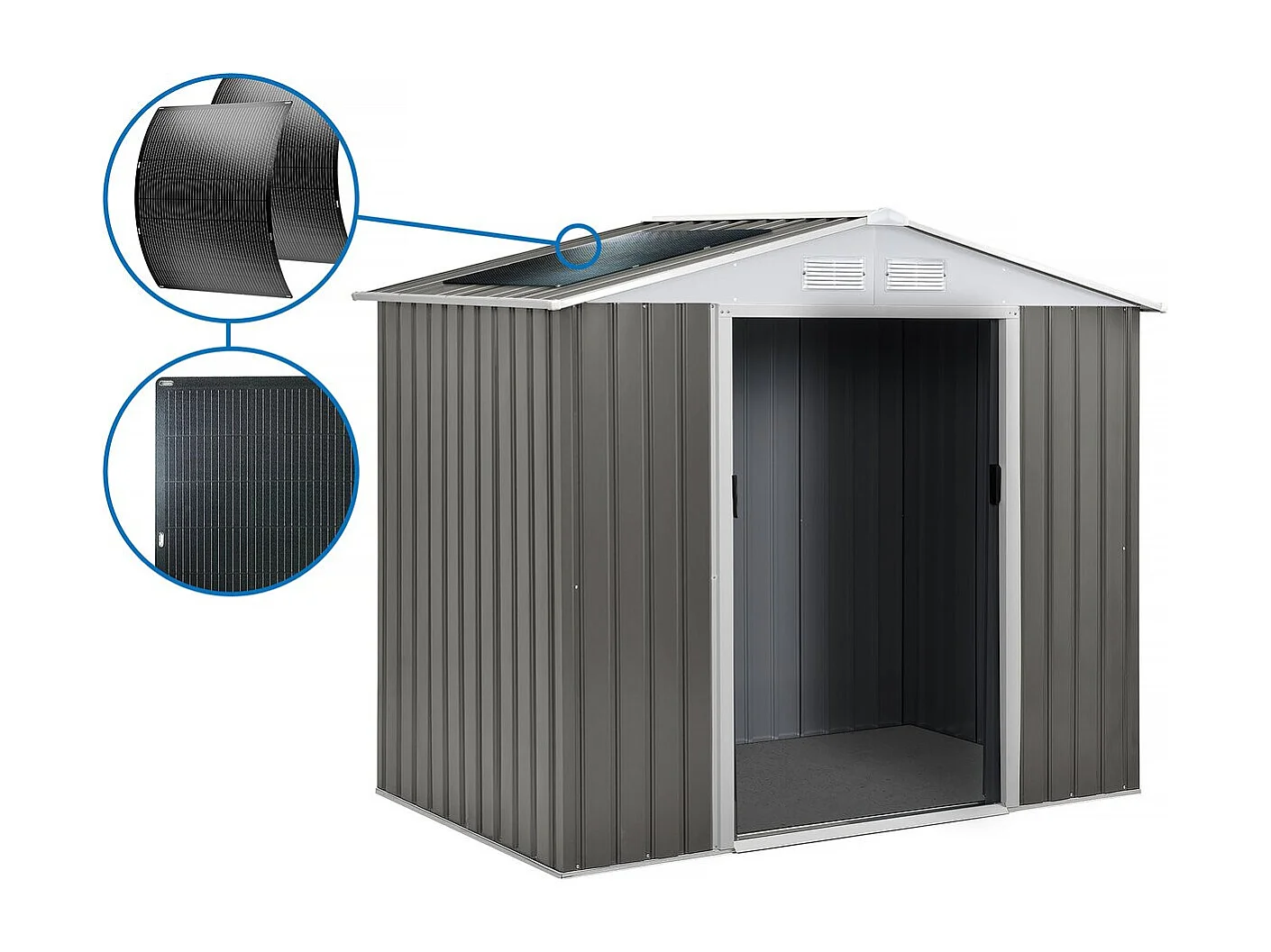 Metallgerätehaus "Dallas"- 2.71 m² mit Solarpanel