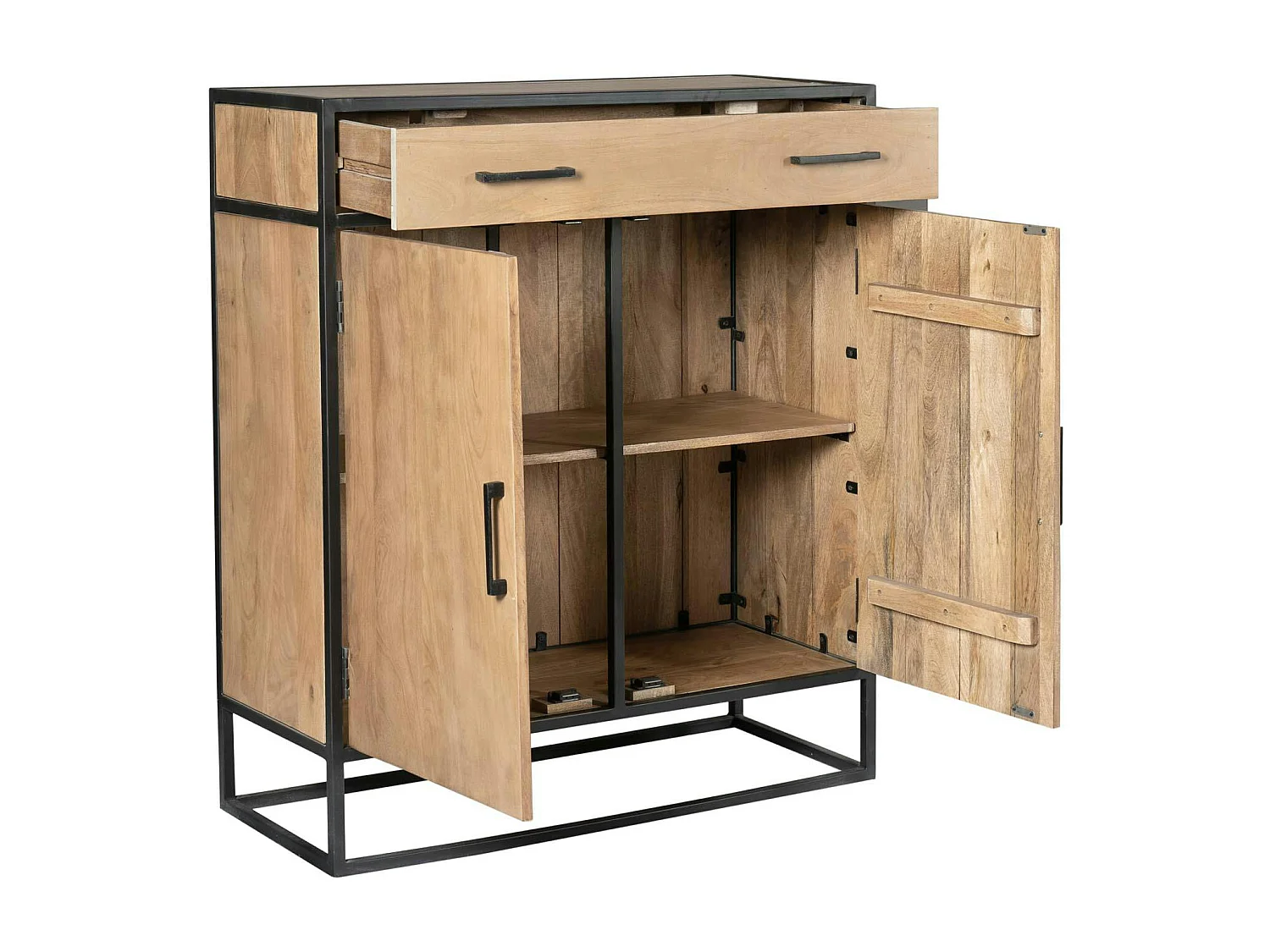 Petit meuble d'entrée en bois clair 2 portes RIVANO